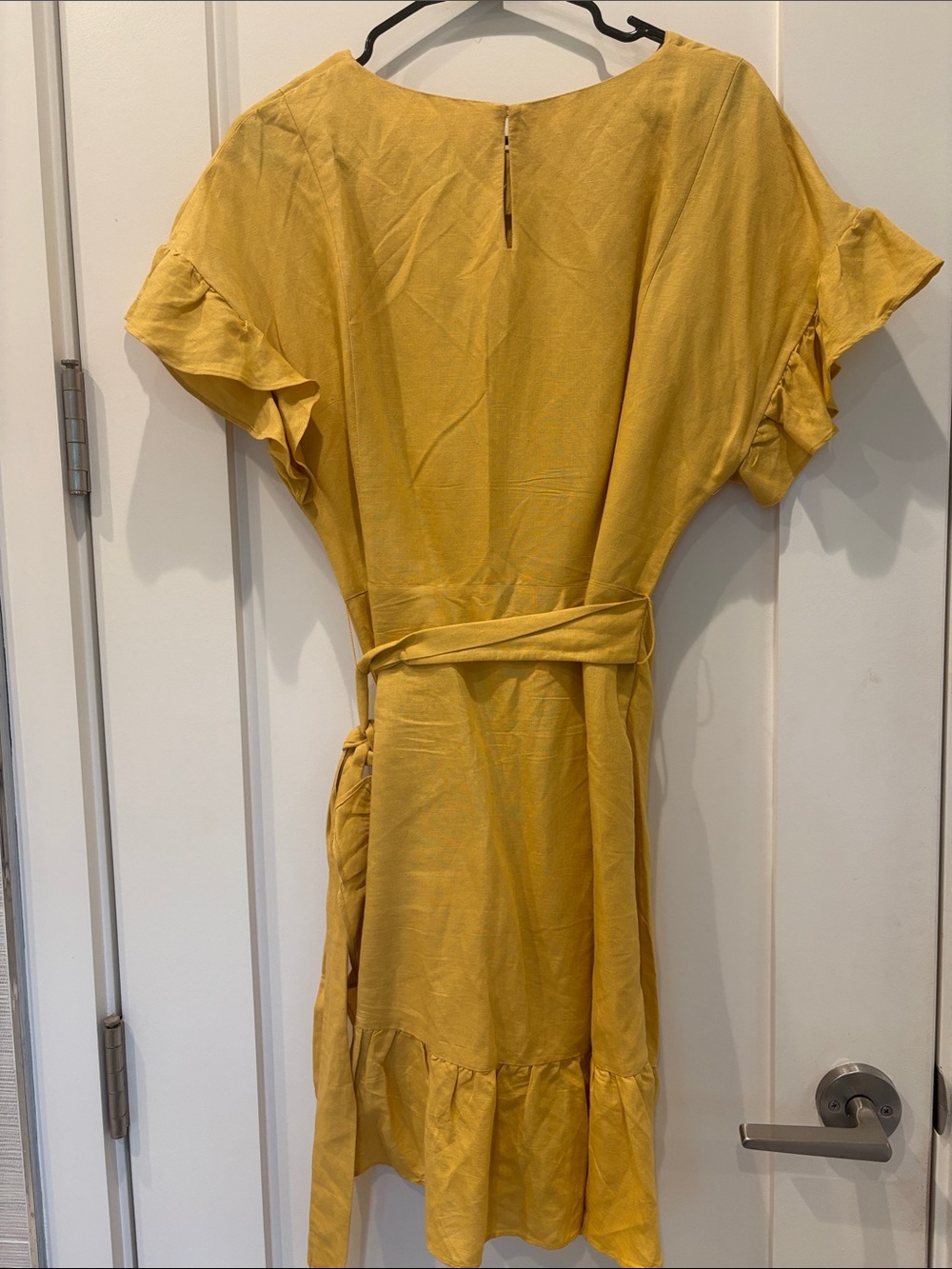 Astr Mustard Wrap Ruffle Mini Dress - Picture 10 of 12